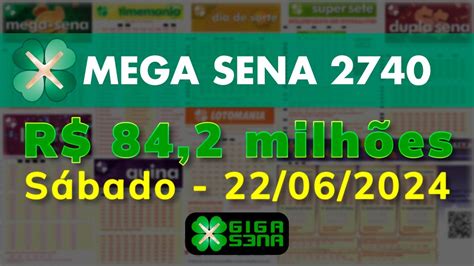 Resultado da Mega Sena 2740: sábado 22/06/2024.